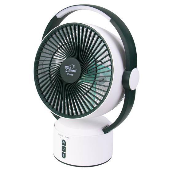 Imagem de Ventilador Portatil Ecopower EP-V005 - 24W - 9" - Recarregavel - Bivolt - Verde e Branco