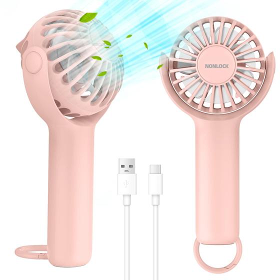 Imagem de Ventilador portátil portátil NONLOCK 2 em 1 USB recarregável rosa