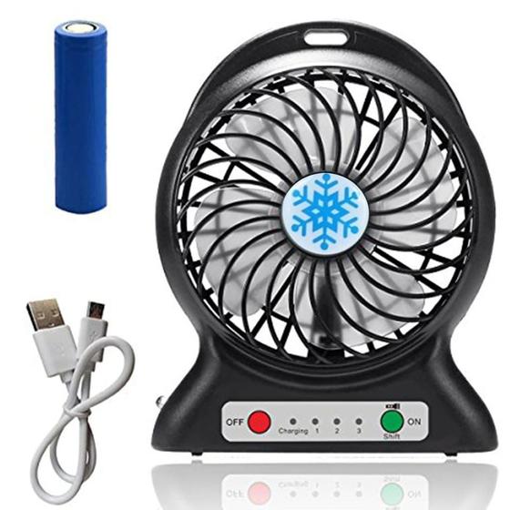 Imagem de Ventilador portátil recarregável 3 velocidades USB pratico