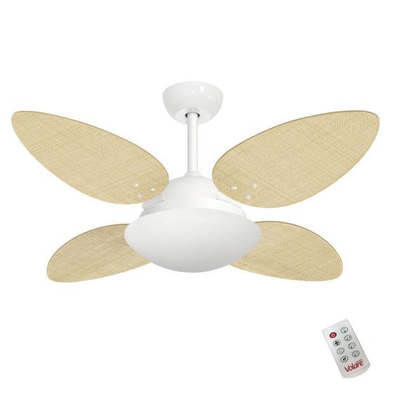 Imagem de Ventilador Teto Branco PR Palmae Natural 127V c/ Controle