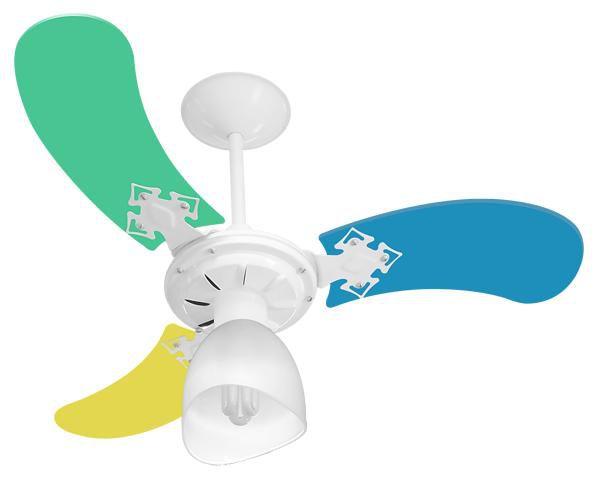 Imagem de Ventilador Teto New Baby Colors 3Pás Mdf Branco/Masculino 110V