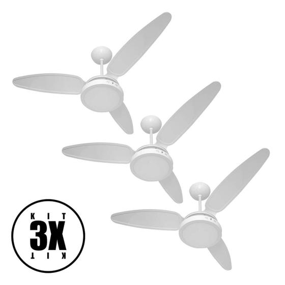 Ventilador Teto Wind Light Silent Luminária Plafon Led 18w Redondo Ponente - Kit 03 unidades 127v e 220v Menor preço em Ventilador Teto Wind Light Silent Luminária Plafon Led 18w Redondo Ponente - Kit 03 unidades 127v e 220v
