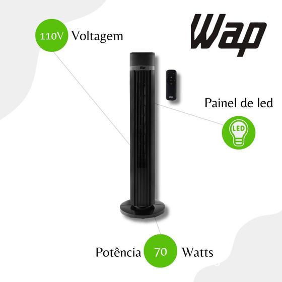 Ventilador Torre Air Silence Wap FW009179 Preto - 110V Menor preço em Ventilador Torre Air Silence Wap FW009179 Preto - 110V