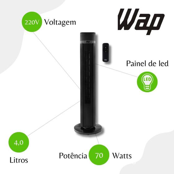 Imagem de Ventilador Torre Air Silence Wap FW009180 Preto - 220V 