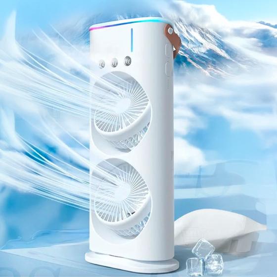 Imagem de Ventilador Torre Usb Portátil Led Duplo e Umidificador