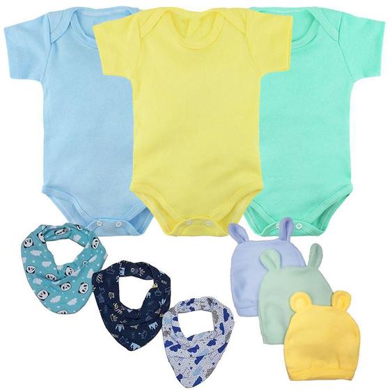 Imagem de Verão Radical Babete Bandana Regata Kit 9Pç Roupinha De Bebê