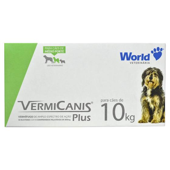 Imagem de Vermicanis Plus 10Kg Com 40 Comprimidos De 800Mg