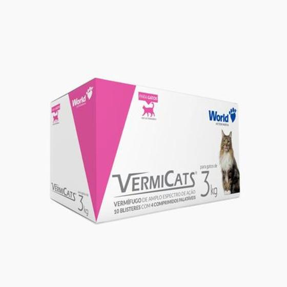 Imagem de Vermicats Vermifugo 3 Kg World Pet 40 Comprimidos