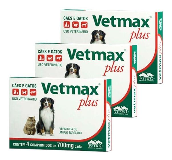 Imagem de Vermifugo Cães E Gatos Vetmax Plus - 700mg kit 3 caixas