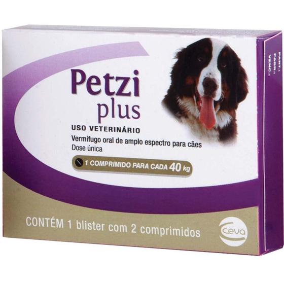 Imagem de Vermifugo Ceva Petzi Plus 2,8 g para Cães de 10 a 40 Kg - 2 Comprimidos