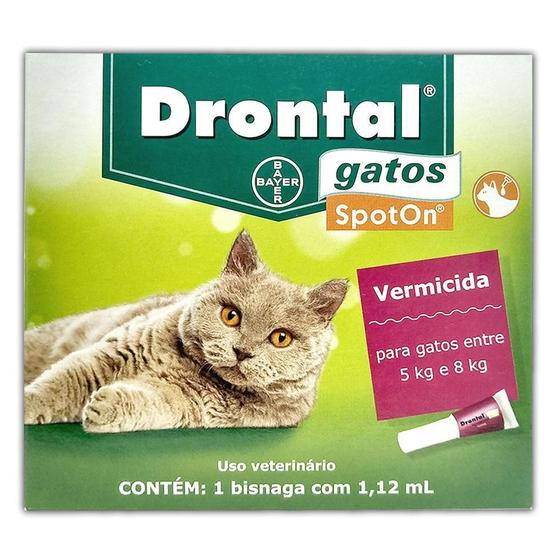 Imagem de Vermifugo Drontal Gatos Spoton 5Kg A 8Kg 1,12 Ml - Bayer 1 bisnaga