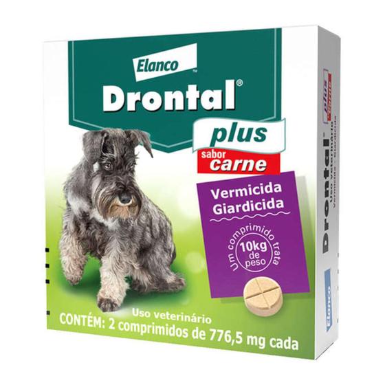 Vermífugo Drontal Plus Carne Cães 10kg 2 Comprimidos Giardia Bayer