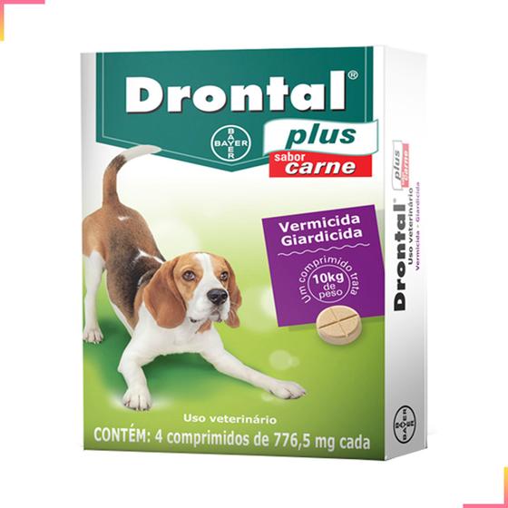 Imagem de Vermífugo Drontal Plus Carne Cães Até 10kg Com 4 Comprimidos