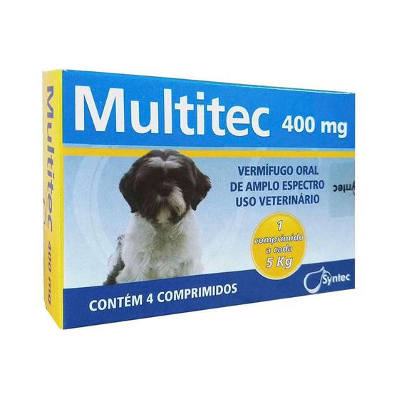 Imagem de Vermífugo Multitec 400Mg Cães Até 5 Kg Syntec 4 Comprimidos