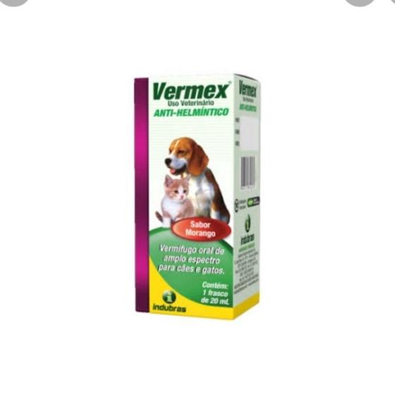 Vermifugo para filhote de cão e gato Vermex sabor morango - indubras ...