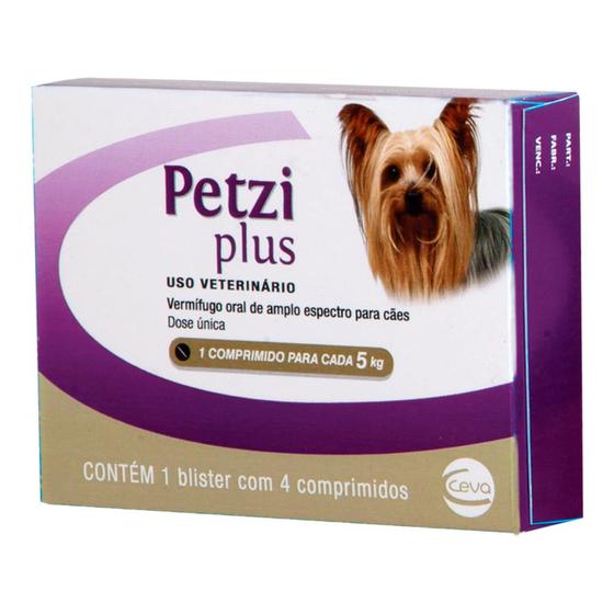 Imagem de Vermífugo Petzi Plus 400mg Cães 5kg 4 comprimidos