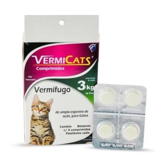 Imagem de Vermífugo Vermicats 3 Kg Gatos 40 Comprimidos Word