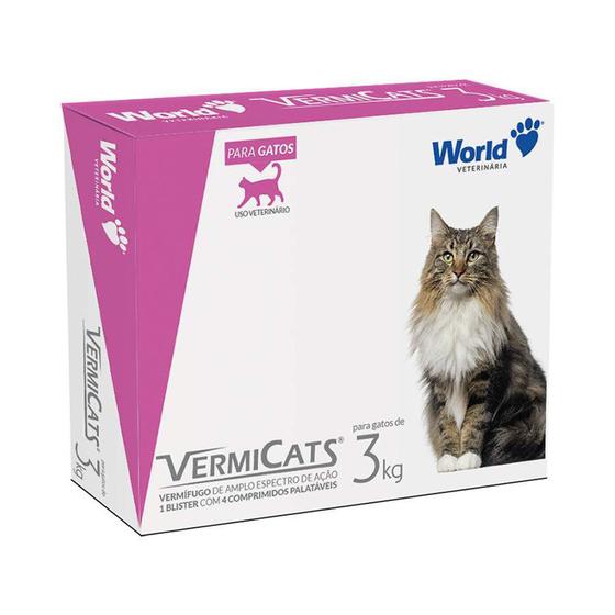 Imagem de Vermífugo VermiCats Plus World 600mg para Gatos de 3kg