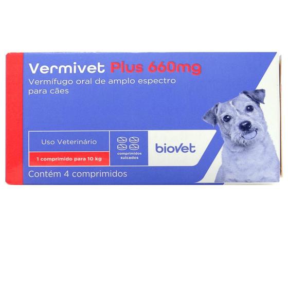 Imagem de Vermífugo Vermivet Plus Biovet 660mg c/ 4 Comprimidos