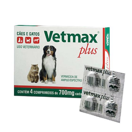 Vermifugo vetmax plus caes e gatos, 4 comprimidos Menor preço em Vermifugo vetmax plus caes e gatos, 4 comprimidos