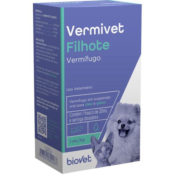 Vermivet Filhotes Biovet Vermífugo para Cães e Gatos - 20 mL Menor preço em Vermivet Filhotes Biovet Vermífugo para Cães e Gatos - 20 mL