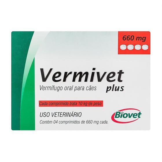 Imagem de Vermivet Plus 660mg para Cães Uso Veterinário com 4 Comprimidos