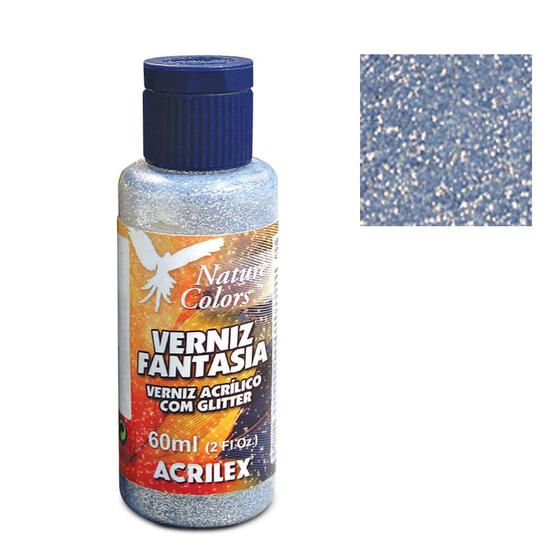 Imagem de Verniz Fantasia Brilhante com Glitter Acrilex 60ml 202 Prata