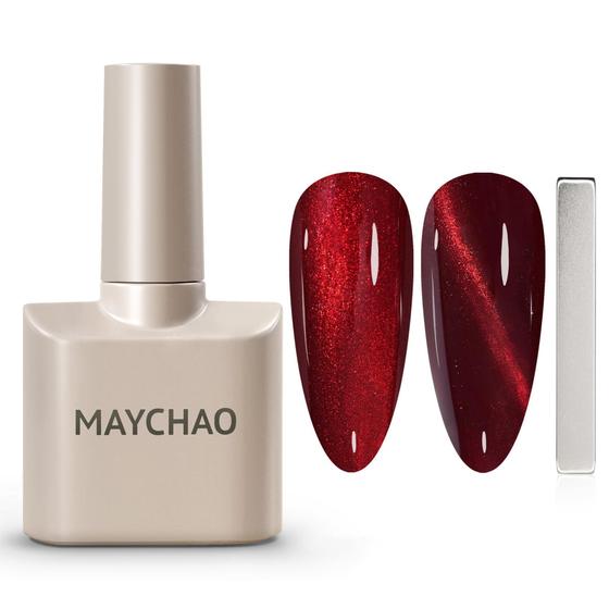 Imagem de Verniz Gel MAYCHAO Cat Eye Borgonha 15ml - Com Imã