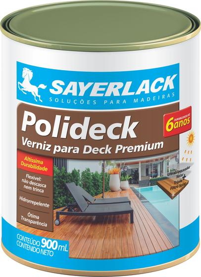 Imagem de Verniz para Deck Premium Polideck Natural Semibrilho 900ml Sayerlack Madeira