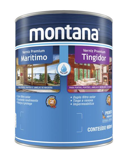 Imagem de Verniz Premium Marítimo Base Água Natural Brilhante 900ml Montana Madeira