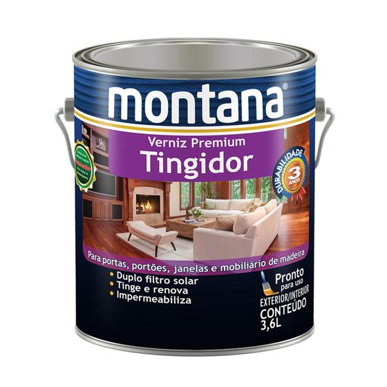 Imagem de Verniz Premium Tingidor Mogno Brilhante 3,6L Montana Madeira