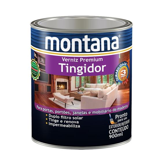 Imagem de Verniz Premium Tingidor Mogno Brilhante 900ml Montana Madeira