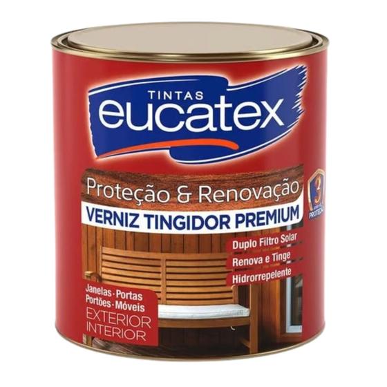 Imagem de Verniz Tingidor Premium Eucatex Cor Mogno Uso Geral Proteção Acabamento para Madeira 900ml