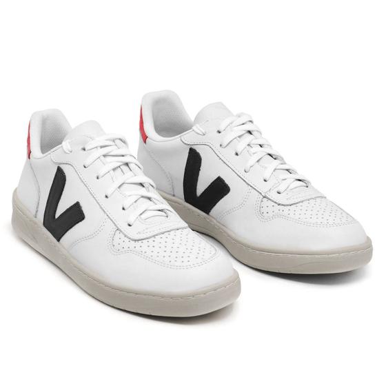 Vert-V-12Tênis Masculino Branco Preto em Couro Confortável Menor preço em Vert-V-12Tênis Masculino Branco Preto em Couro Confortável