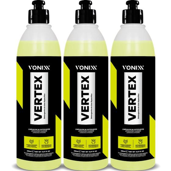 Imagem de Vertex 500ML Kit 3 Limpeza Geral Limpeza De Estofados Automotivo Tecidos Residenciais Limpador Removedor De Encardido Limpeza Profunda Vonixx