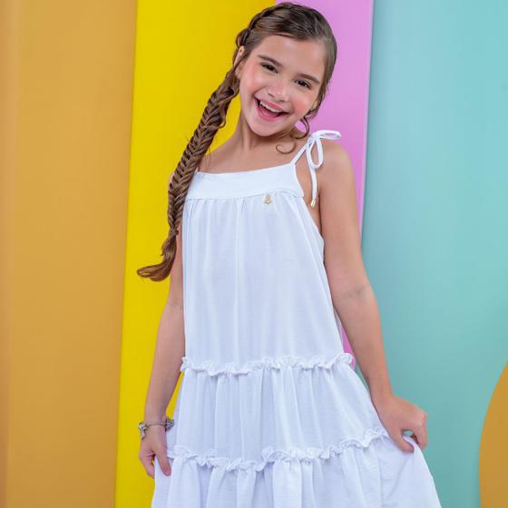 Imagem de Vestido Alcinha Feminino Liso Branco