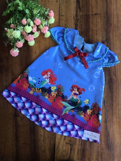 Imagem de Vestido Ariel Pequena Sereia Trapézio Temático Batinha Festa