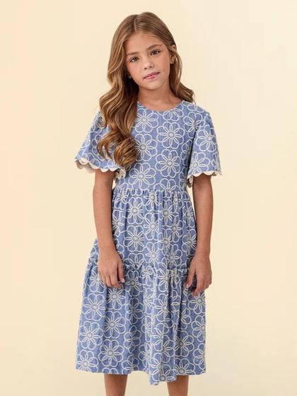 Imagem de Vestido Azul com Bordado Floral