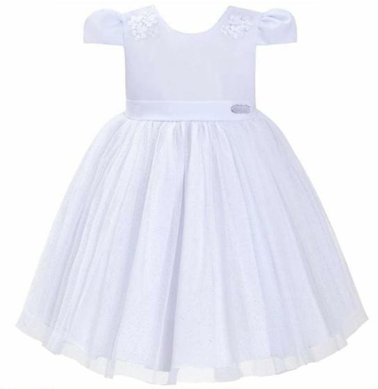 Imagem de Vestido batizado infantil feminino libelinha branco