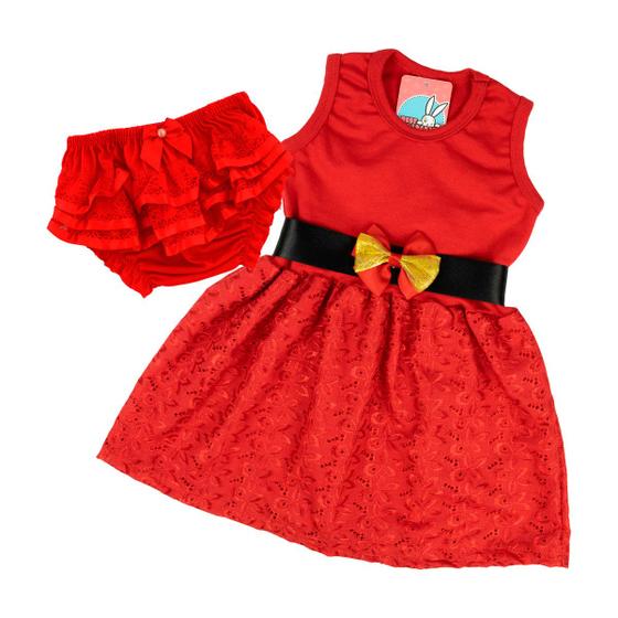 Imagem de Vestido Bebê Menina 1 ao 3 Mamãe Noel Natal + Calcinha Bunda Rica