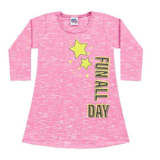 Imagem de Vestido Bebê Menina Moletom Estrelas Rosa