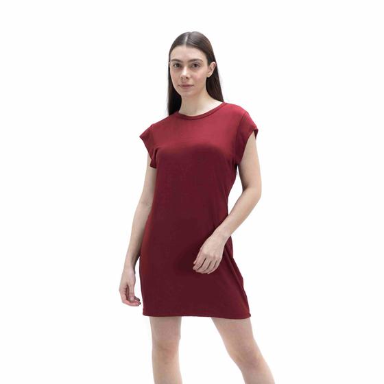 Imagem de Vestido Blusão Feminino Bordo Camisão Soltinho