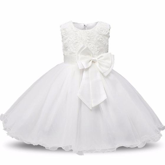 Imagem de Vestido Branco Infantil Festa Longo Renda Casamento Dama