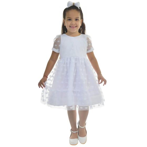 Imagem de Vestido Branco Infantil Tule Poá: Elegância para Ocasiões Especiais
