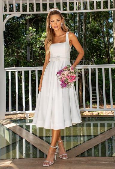 Camila Karam Roupas Femininas Vestido Branco Longo Para Missa De