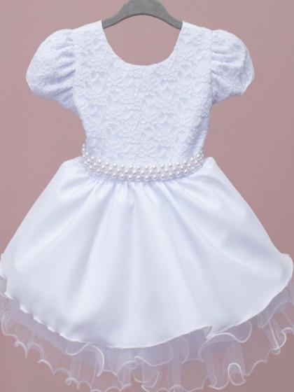 Imagem de  Vestido Branco Saída de Maternidade Bebe Festa Dama de Honra Batizado REF2240