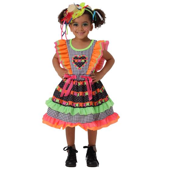 Imagem de Vestido Brigida Infantil Luxo Colorido Festa Junina Arraiá 