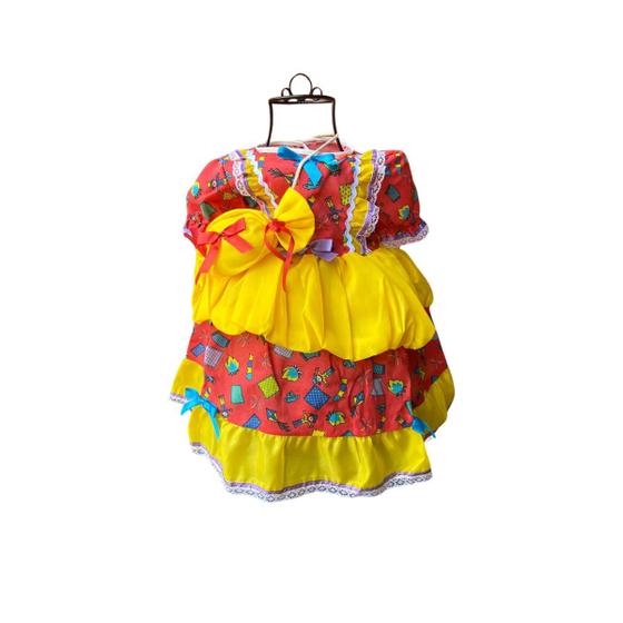 Imagem de Vestido Caipira Junino com Bolsinha Infantil Papilloo