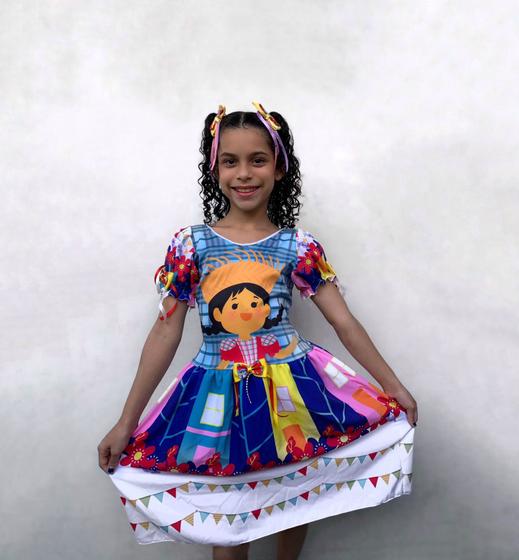 Imagem de Vestido Caipira São João Menina Festa escolar Envio Rápido