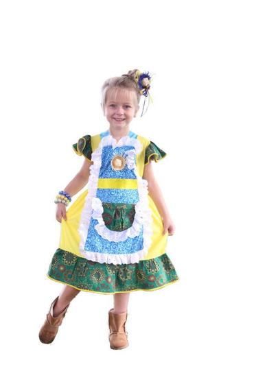 Imagem de Vestido Caipira Verde Amarelo - FESTA JUNINA - QUIMERA KIDS